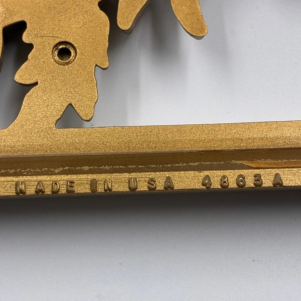 Vtg 1964 Burwood Products Gold‎ Musical Wall Plaques Pair USA MCM Plastic 14x5.5